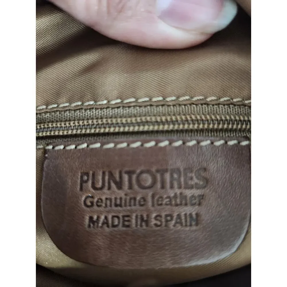 PuntoTres Genuine leather‎ hobo shoulder bag white black made in Spain purse